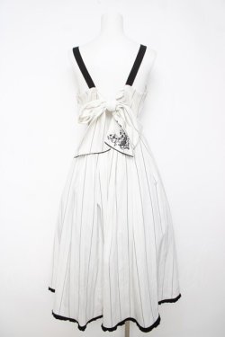 画像2: axes femme / バックリボンストライプジャンパースカート  白 Y-26-03-18-098-AX-OP-SZ-ZY