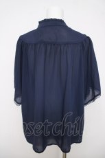 画像2: axes femme / ひまわり刺繍楊柳ブラウス M 紺 Y-26-03-18-011-AX-BL-SZ-ZS (2)