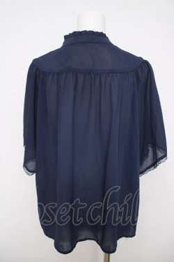 画像2: axes femme / ひまわり刺繍楊柳ブラウス M 紺 Y-26-03-18-011-AX-BL-SZ-ZY