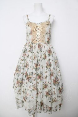 画像1: axes femme / フルーツ柄イレヘムロングワンピース M オフ白 Y-26-03-18-102-AX-OP-SZ-ZY