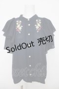 axes femme / ミックスフルーツ刺繍ブラウス F 紺 Y-26-03-18-012-AX-BL-SZ-ZY
