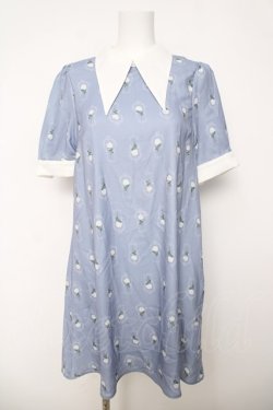 画像1: axes femme / ローズセルクイユ柄サックワンピース F ブルー Y-26-03-18-112-AX-OP-SZ-ZY