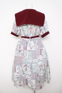 画像2: axes femme / フレンチマリン柄セーラーワンピース M ワイン Y-26-03-18-120-AX-OP-SZ-ZY