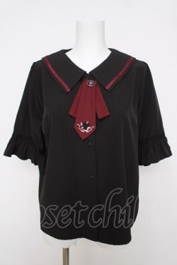 画像1: axes femme / タイ付ブラウス  黒 Y-26-03-18-013-AX-BL-SZ-ZY