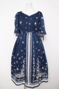 axes femme / ボタニカルスカーフ柄ワンピース M 紺 Y-26-03-18-121-AX-OP-SZ-ZY