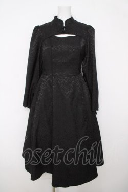 画像1: axes femme POETIQUE / チャイナスリット袖ロングワンピース  黒 Y-26-03-18-127-AX-OP-SZ-ZY