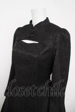 画像3: axes femme POETIQUE / チャイナスリット袖ロングワンピース  黒 Y-26-03-18-127-AX-OP-SZ-ZY