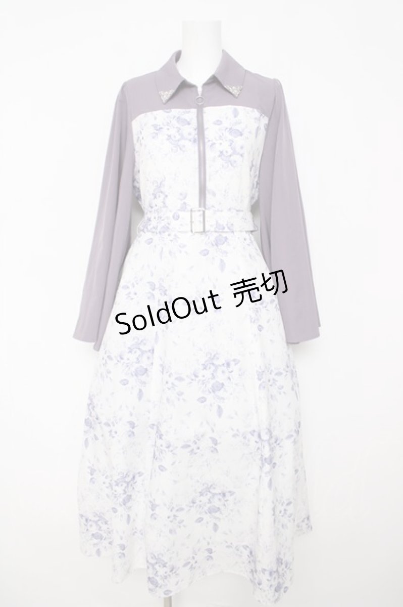 画像1: axes femme POETIQUE / グラデブーケ柄フレアソデワンピース  ラベンダー Y-26-03-18-129-AX-OP-SZ-ZY (1)