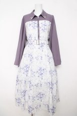 画像1: axes femme POETIQUE / グラデブーケ柄フレアソデワンピース  ラベンダー Y-26-03-18-129-AX-OP-SZ-ZY (1)