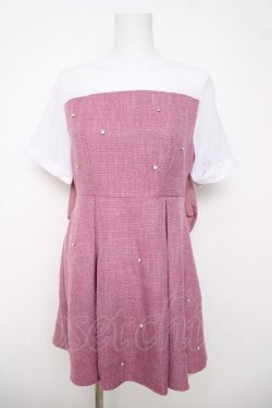 画像1: Fickle Bebe / サマーツイードビジューワンピース  ピンク Y-26-03-18-135-0-OP-SZ-ZY