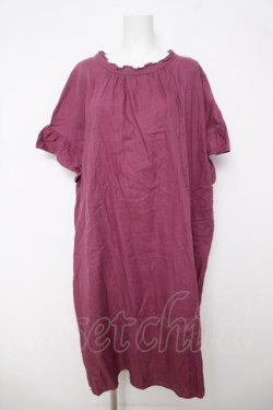 画像1: franche lippee black / 後ろリボン麻ワンピース M 紫 Y-26-03-18-139-LO-OP-SZ-ZY