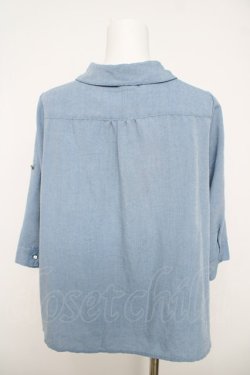 画像2: axes femme / 刺繍入り七分袖シャツ M サックス Y-26-03-18-016-AX-BL-SZ-ZY