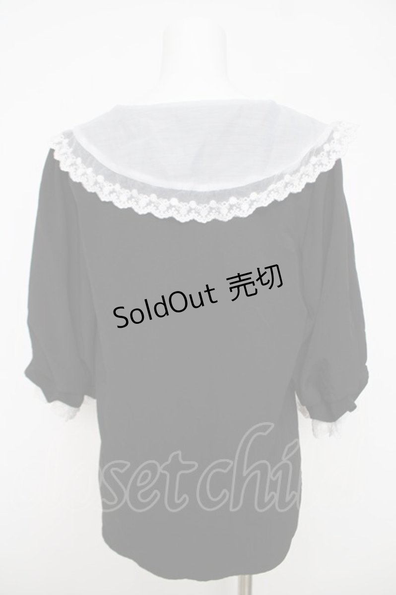 画像2: axes femme POETIQUE / 襟刺繍ボリューム袖ブラウス M 黒 Y-26-03-18-018-AX-BL-SZ-ZS (2)