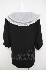 画像2: axes femme POETIQUE / 襟刺繍ボリューム袖ブラウス M 黒 Y-26-03-18-018-AX-BL-SZ-ZS (2)