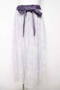 画像1: axes femme / 線画花柄レイヤードスカート  ラベンダー Y-26-03-18-169-AX-SK-SZ-ZY