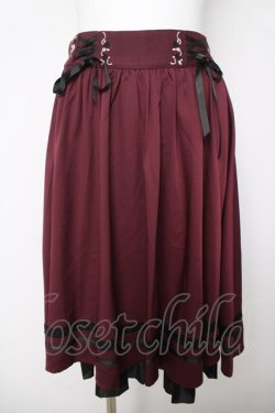 画像1: axes femme / レースアップフレアスカート  ワイン Y-26-03-18-170-AX-SK-SZ-ZY