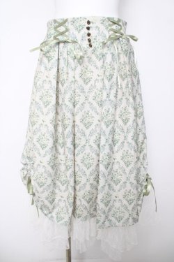 画像1: axes femme / ブロッサム柄ドロストスカート F グリーン Y-26-03-18-171-AX-SK-SZ-ZY