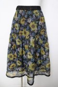 axes femme / ひまわり柄シアースカート M 黒 Y-26-03-18-175-AX-SK-SZ-ZY