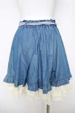 画像2: axes femme / デニム調フリル重ねスカート M ブルー Y-26-03-18-177-AX-SK-SZ-ZY