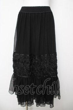 画像1: axes femme / シフォンローズチュールスカート F 黒 Y-26-03-18-179-AX-SK-SZ-ZY