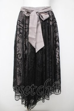 画像1: axes femme / レースサーキュラーミディスカート M 黒 Y-26-03-18-180-AX-SK-SZ-ZY