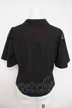 画像2: axes femme / ギャザーカケルフレアスリーブブラウス  黒 Y-26-03-18-019-AX-BL-SZ-ZY