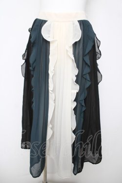 画像1: axes femme / 配色フリル×プリーツスカート M グリーン Y-26-03-18-181-AX-SK-SZ-ZY