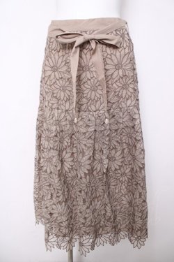 画像1: axes femme / フラワーレースロングスカート M ベージュ Y-26-03-18-182-AX-SK-SZ-ZY