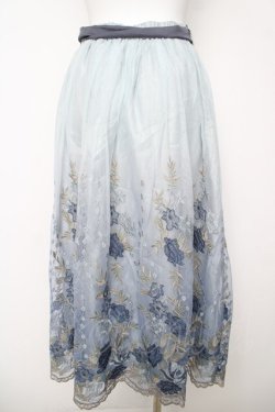 画像2: axes femme / グラデチュール刺繍スカート M サックス Y-26-03-18-183-AX-SK-SZ-ZY