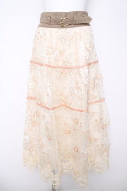 画像1: axes femme NOSTALGIE / フラワー刺繍スカート M 生成り Y-26-03-18-185-AX-OP-SZ-ZY