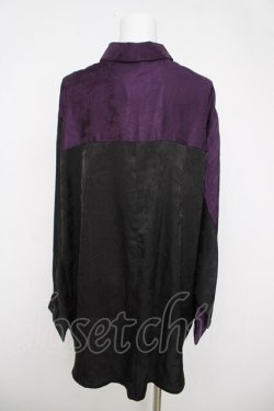 画像2: AXES-X / 配色ドルマン長袖シャツ  黒×紫 Y-26-03-18-020-LO-BL-SZ-ZY