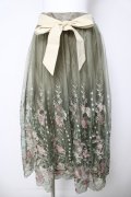 axes femme / グラデチュール刺繍スカート M グリーン Y-26-03-18-191-AX-SK-SZ-ZY