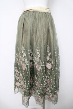 画像2: axes femme / グラデチュール刺繍スカート M グリーン Y-26-03-18-191-AX-SK-SZ-ZY