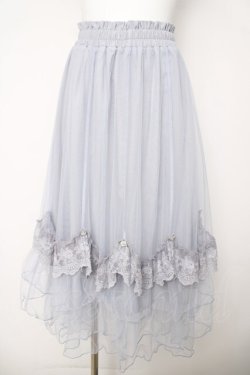 画像1: axes femme / ローズ付ドレープチュールスカート F サックス Y-26-03-18-198-AX-SK-SZ-ZY