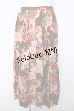 画像1: INGEBORG / 花柄プリーツスカート  ブラウン Y-26-03-18-207-LO-SK-SZ-ZY