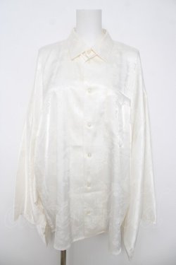 画像1: rezen / 鶴×扇子ジャガード和袖シャツ  生成り Y-26-03-18-023-LO-BL-SZ-ZY