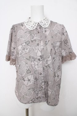 画像1: axes femme POETIQUE / プリュムプリントレース襟ブラウス  ベージュ Y-26-03-18-024-AX-TO-SZ-ZY