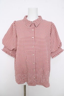 画像1: axes femme / パフスリーブブラウス F 赤 Y-26-03-18-025-AX-BL-SZ-ZY