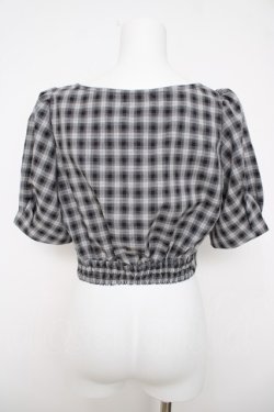 画像2: axes femme POETIQUE / チェックビスチェデザインブラウス M 黒 Y-26-03-18-027-AX-BL-SZ-ZY