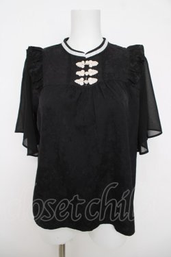 画像1: axes femme / ジャカードチャイナブラウス  黒 Y-26-03-18-028-AX-BL-SZ-ZY