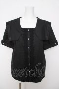 axes femme / マリン風セーラーカラーブラウス  黒 Y-26-03-18-029-AX-BL-SZ-ZY