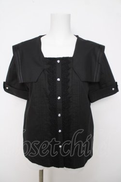 画像1: axes femme / マリン風セーラーカラーブラウス  黒 Y-26-03-18-029-AX-BL-SZ-ZY