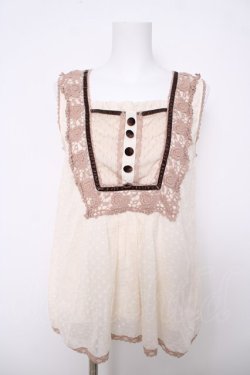 画像1: axes femme / ドビードットノースリーブトップス M 生成り Y-26-03-18-004-AX-TO-SZ-ZY