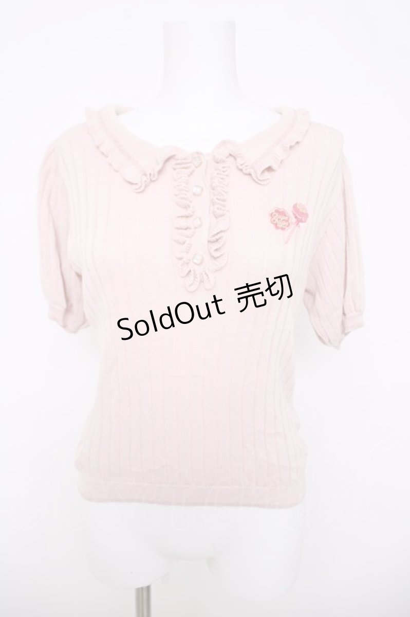 画像1: axes femme POETIQUE / チュッパチャプス ニットポロ  ピンク Y-26-03-18-036-AX-TO-SZ-ZS (1)
