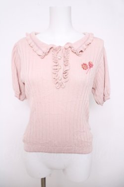 画像1: axes femme POETIQUE / チュッパチャプス ニットポロ  ピンク Y-26-03-18-036-AX-TO-SZ-ZY