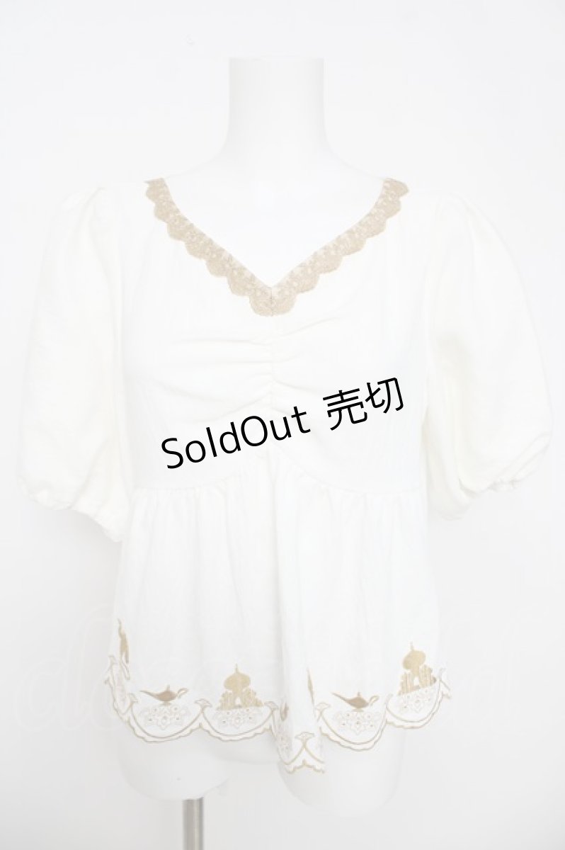 画像1: axes femme POETIQUE / Disneyアラジンブラウス M 白 Y-26-03-18-037-AX-BL-SZ-ZS (1)