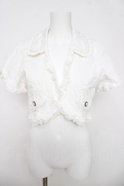 画像1: axes femme / パールライン半袖ジャケット M 白 Y-26-03-18-038-AX-JA-SZ-ZY