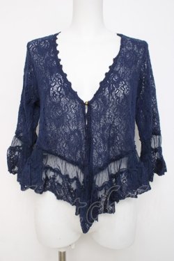 画像1: axes femme / 総レースショートガウン M 紺 Y-26-03-20-027-AX-TO-SZ-ZY