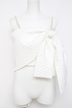 画像1: Ank Rouge / ふくれジャガードリボンビスチェ  白 Y-26-03-20-030-CA-TO-SZ-ZY