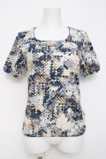 INGEBORG / マルチドット柄トップス  紺 Y-26-03-20-031-LO-TO-SZ-ZY